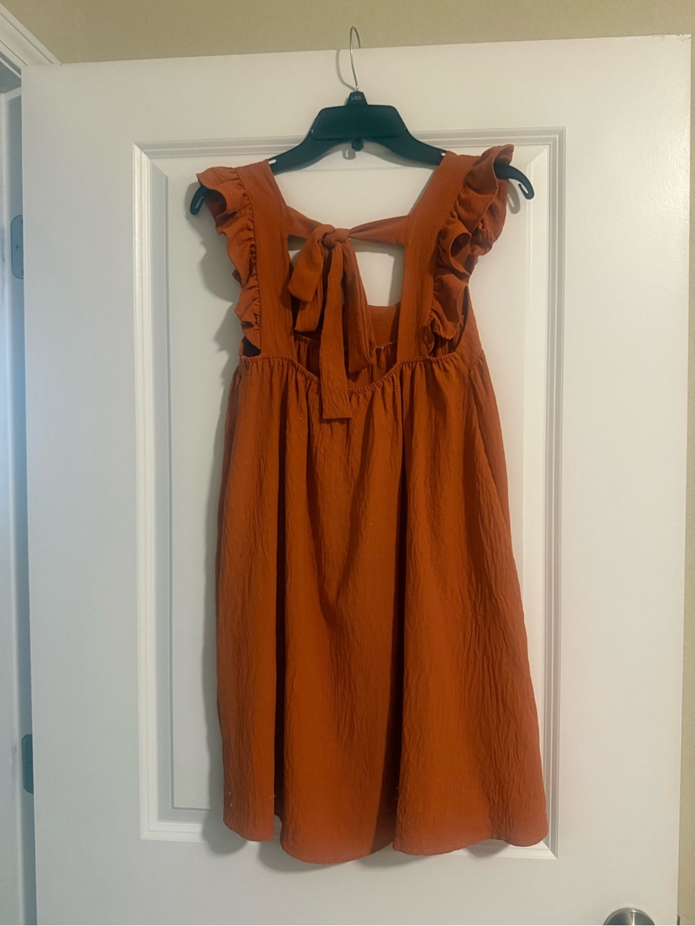 Women Rust Orange Ruffle Strap Dress - Picture 2 of 2